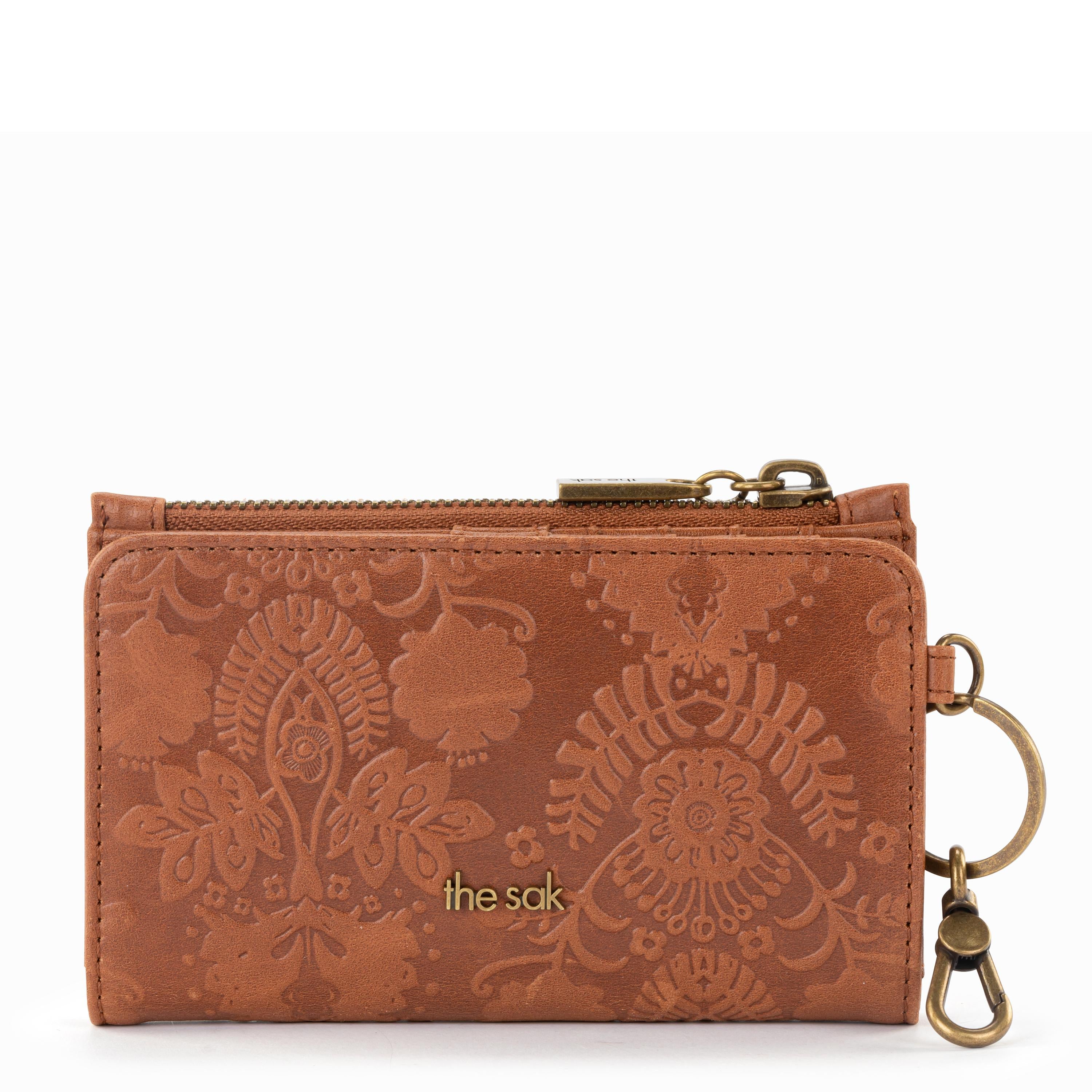 The Sak Encino Essential Wallet - Leather - Tobacco Floral Embossed