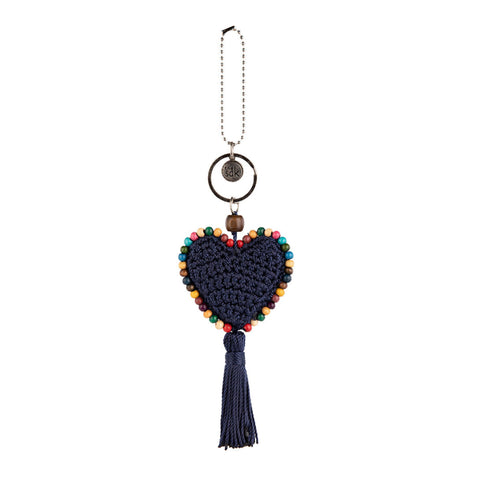The Sak Yarnicharmz Dangle - Hand Crochet - Denim Heart