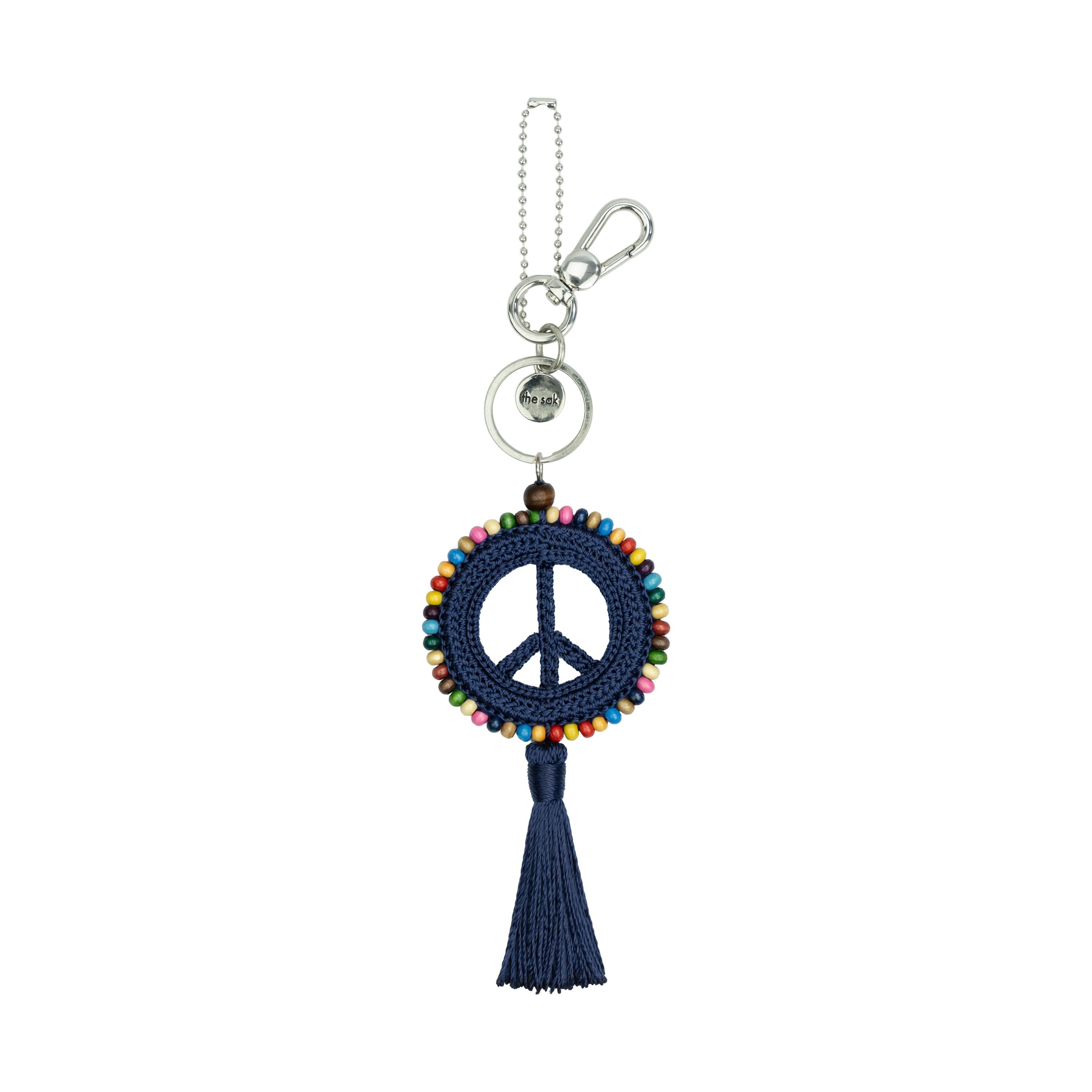 The Sak Yarnicharmz Dangle - Hand Crochet - Denim Peace