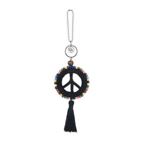 The Sak Yarnicharmz Dangle - Hand Crochet - Black Peace