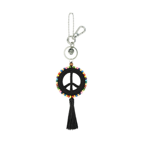 The Sak Yarnicharmz Dangle - Hand Crochet - Black Peace