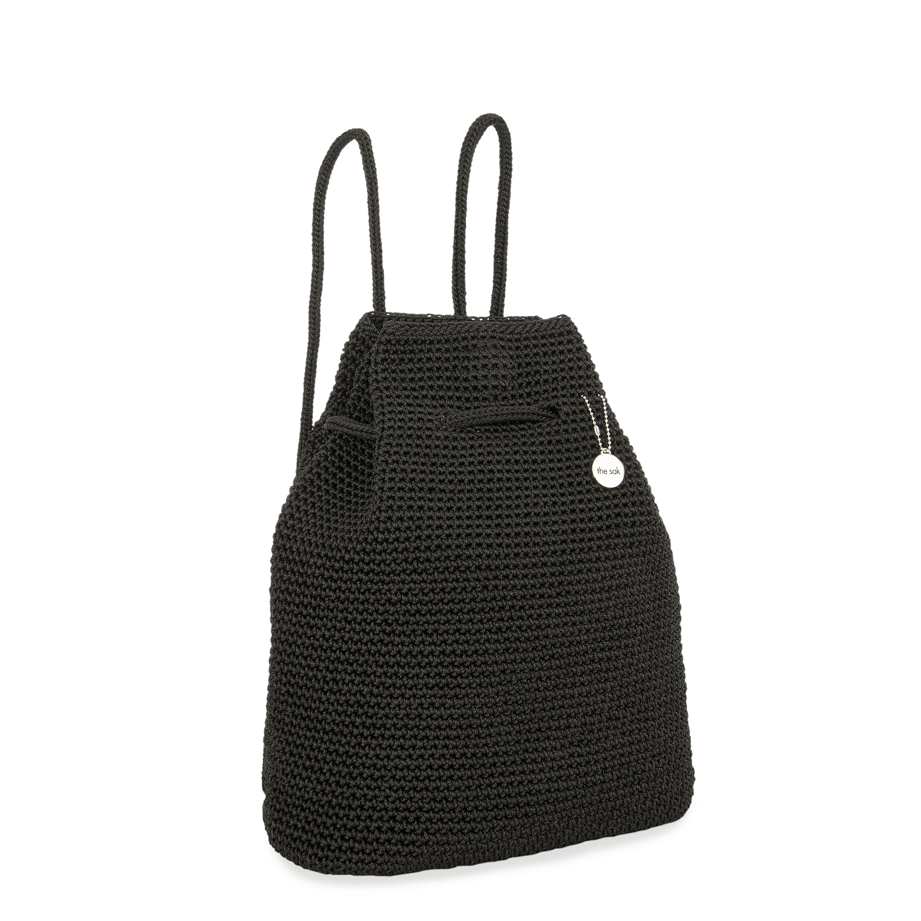 Dylan Large Backpack Bag - Black Hand Crochet – The Sak