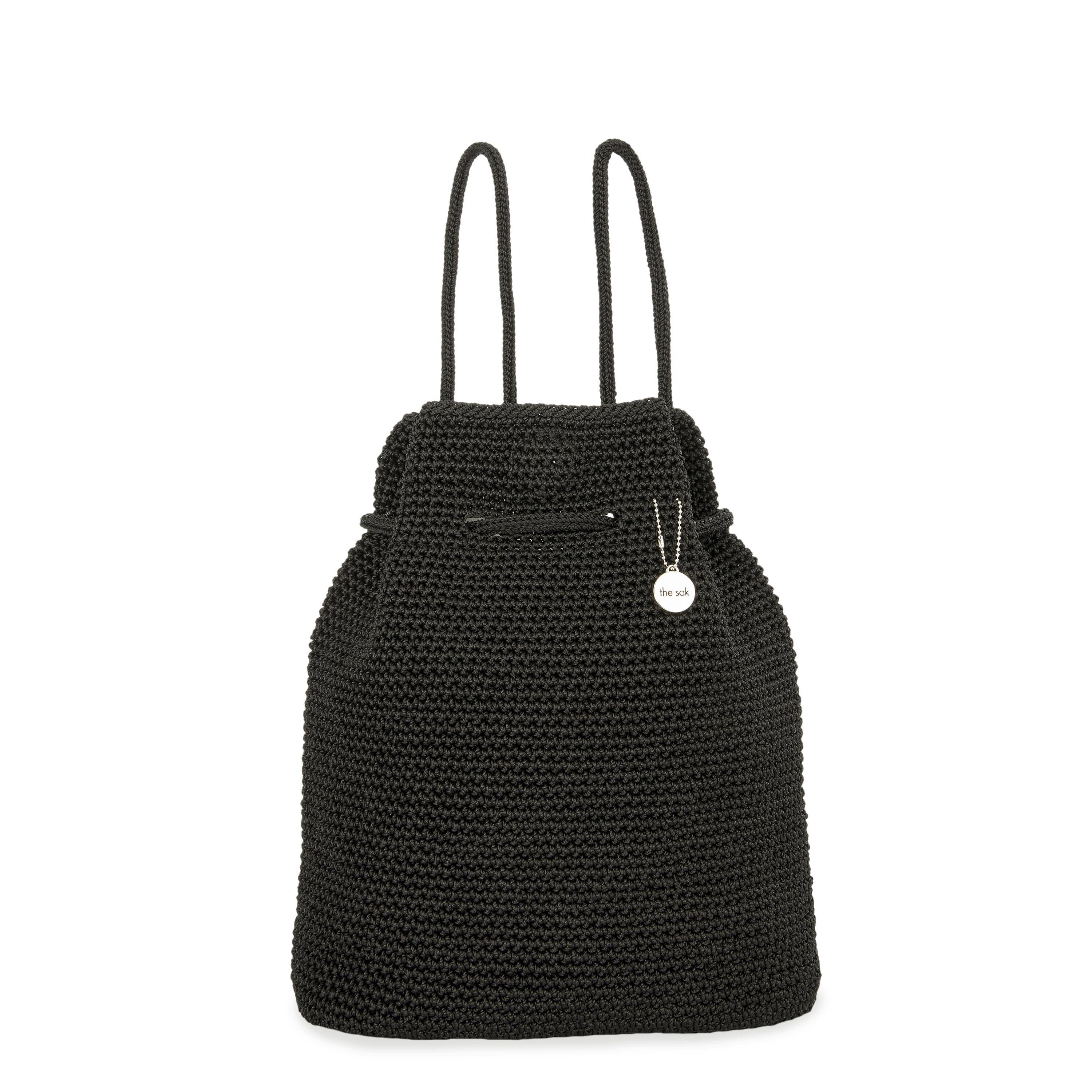 Dylan Large Backpack Bag - Black Hand Crochet – The Sak