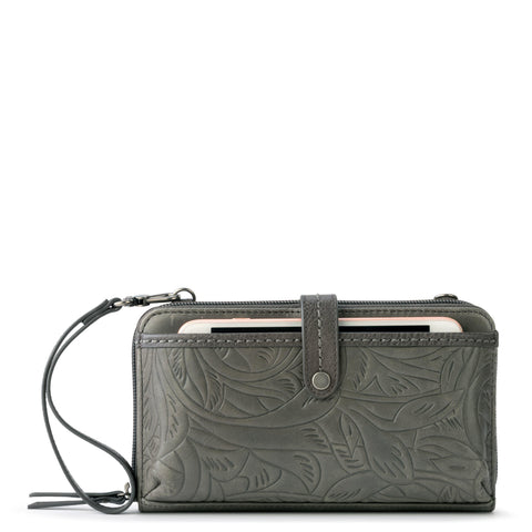 The Sak Iris Smartphone Wallet - Leather - Slate Leaf Embossed