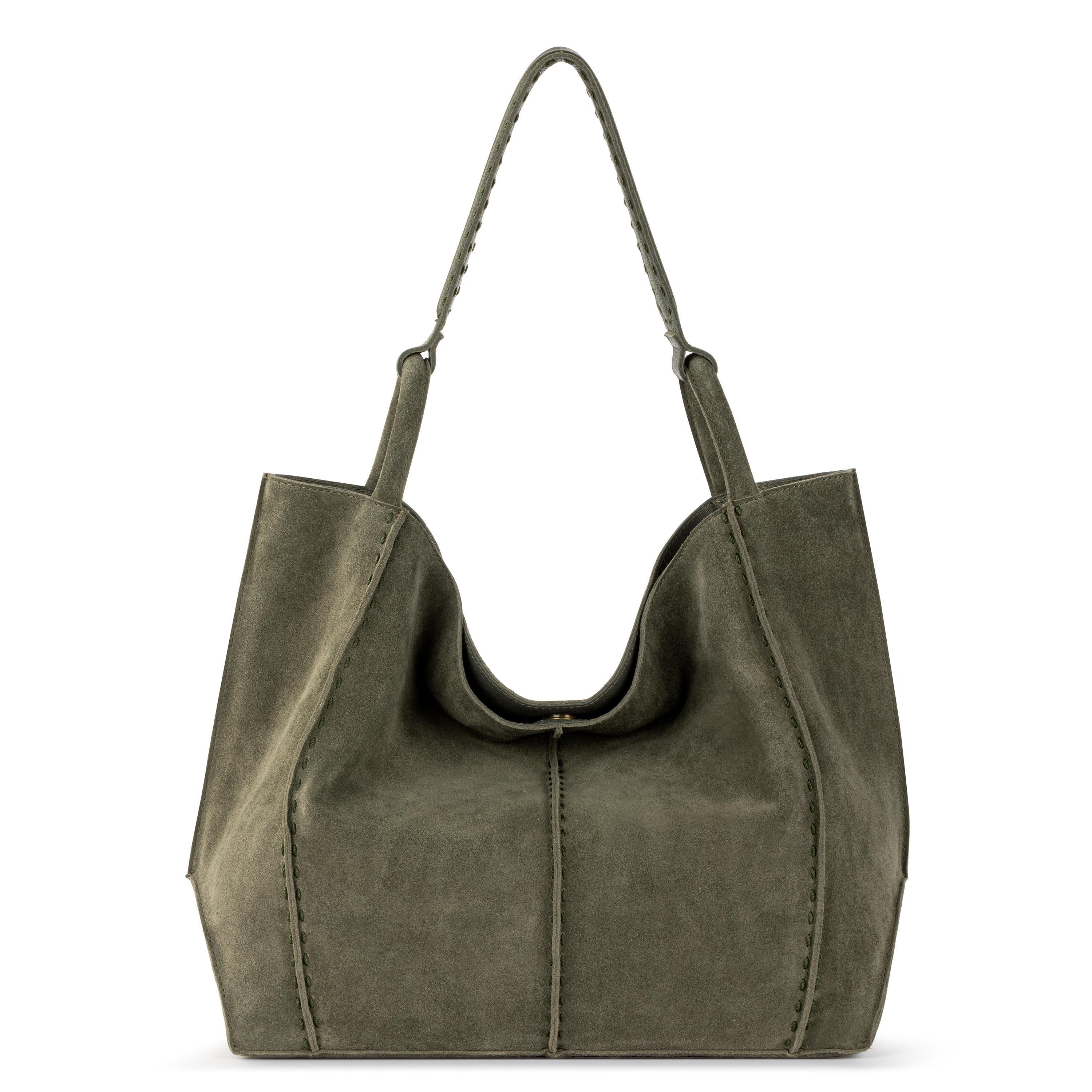 The Sak Los Feliz Large Tote and Iris Smartphone Wallet Bundle - Leather - Moss Suede