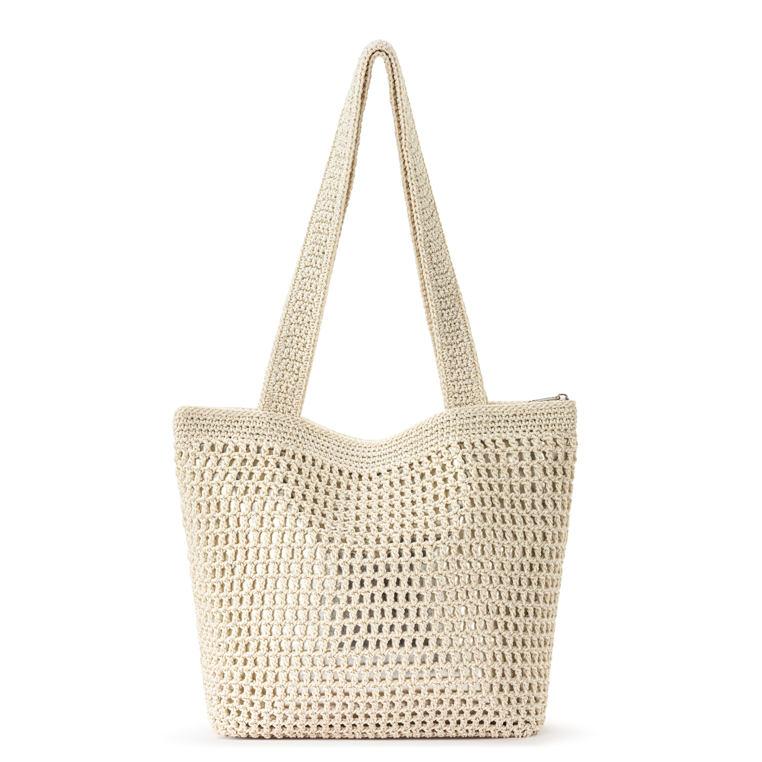 The Sak Casual Classics Tote - Hand Crochet - Natural With Silver