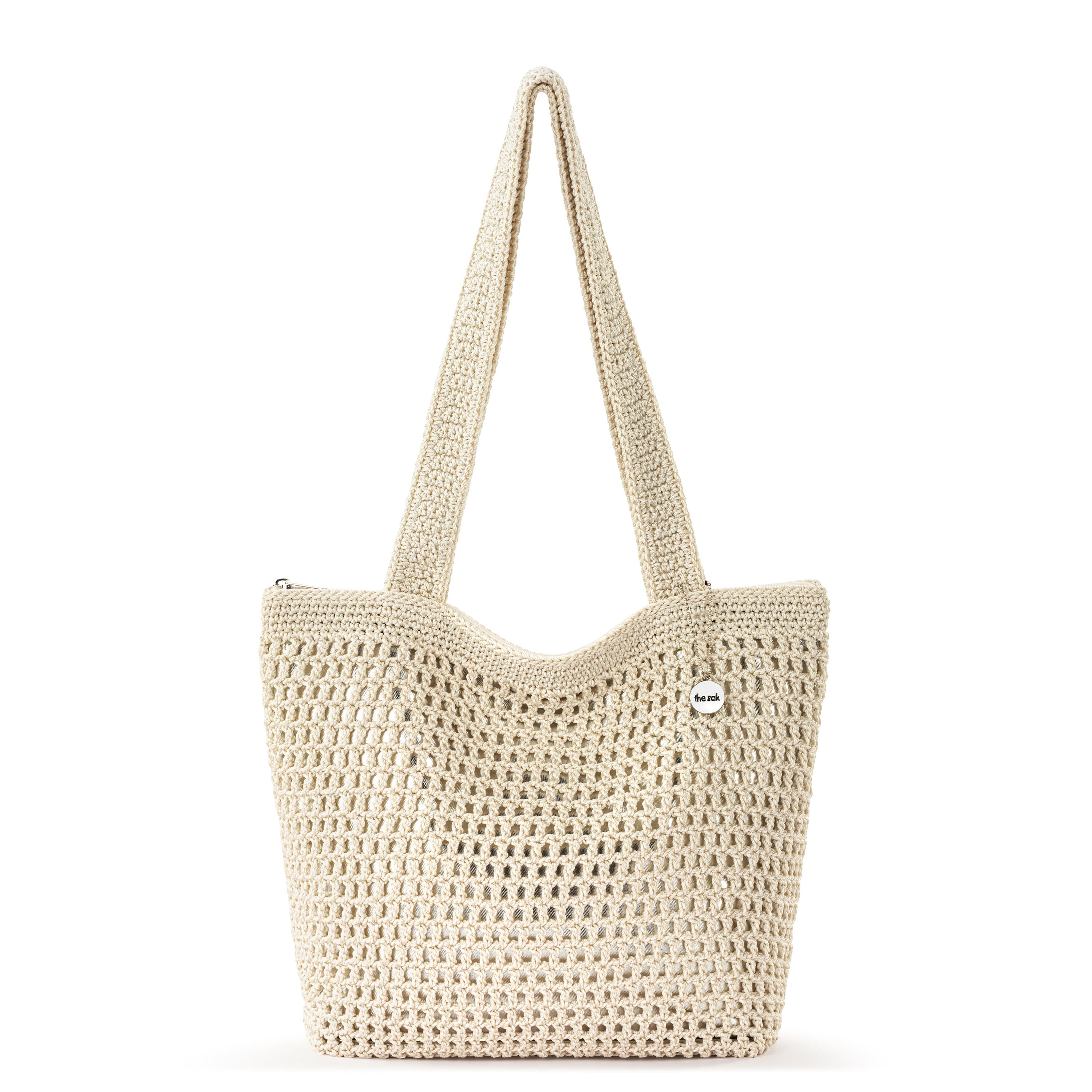 The Sak Casual Classics Tote - Hand Crochet - Natural With Silver