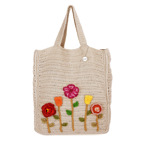 The Sak Lanie Market Tote - Hand Crochet - Flower Ecru