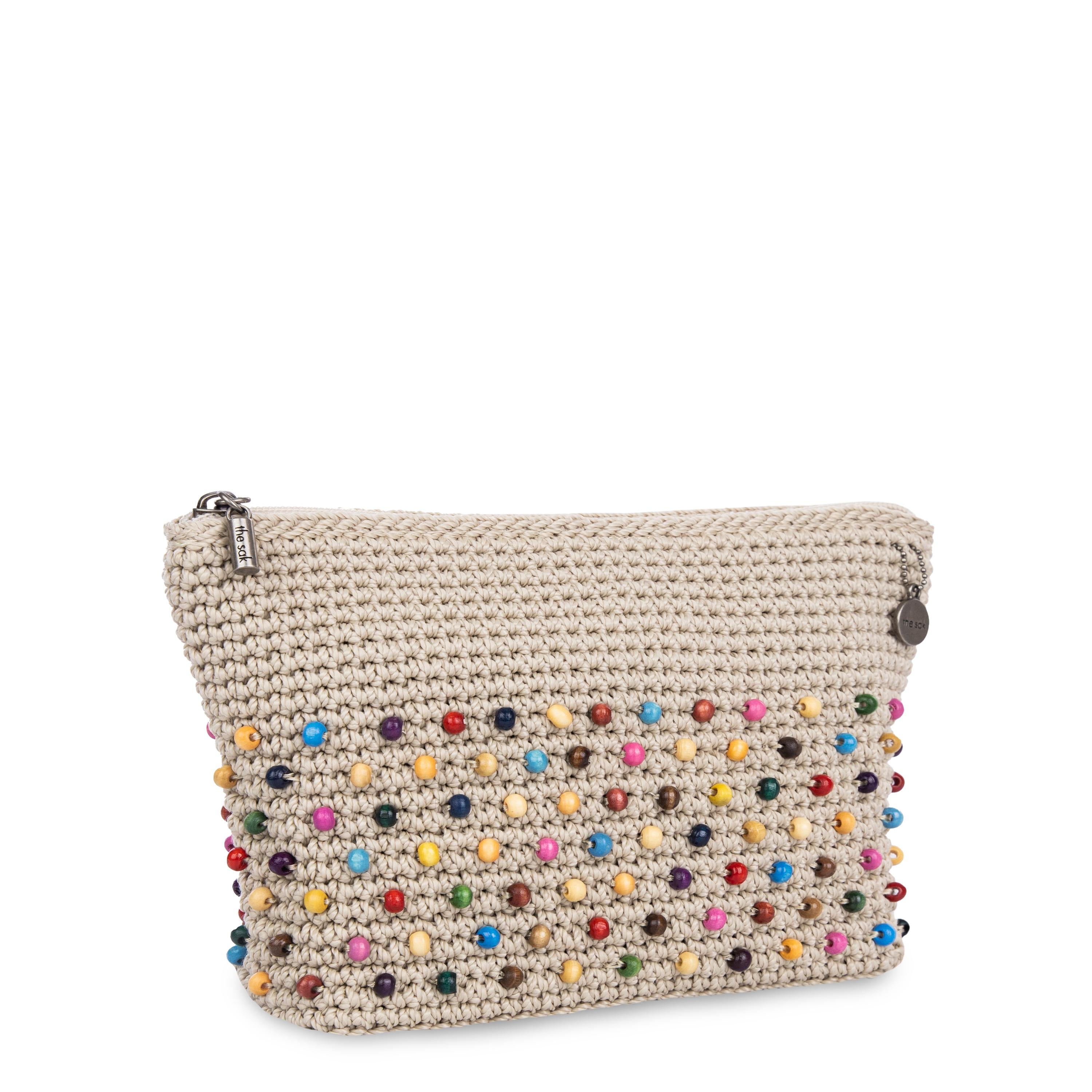 The Sak Essential Pouch - Hand Crochet - Ecru Multi Beads