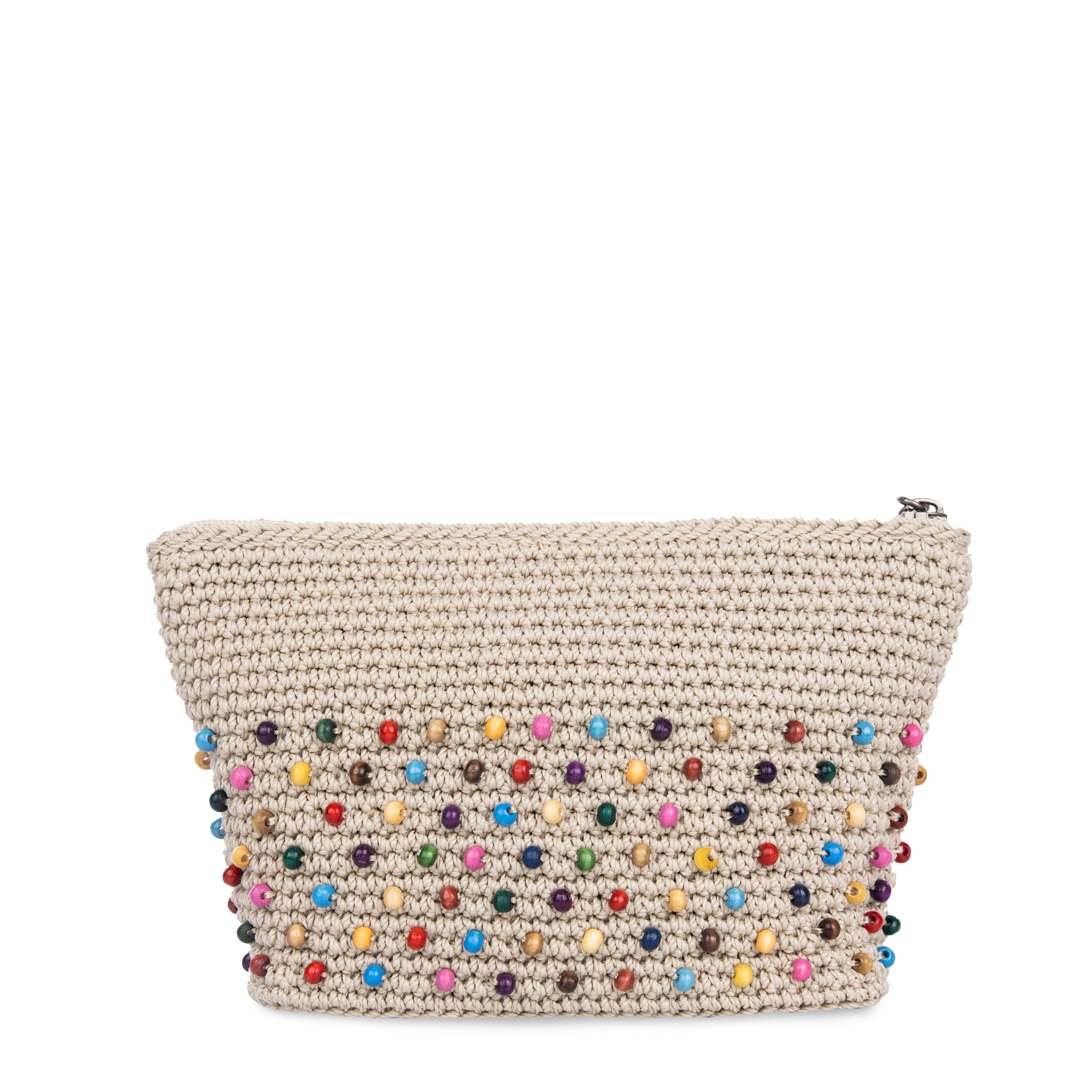 The Sak Essential Pouch - Hand Crochet - Ecru Multi Beads