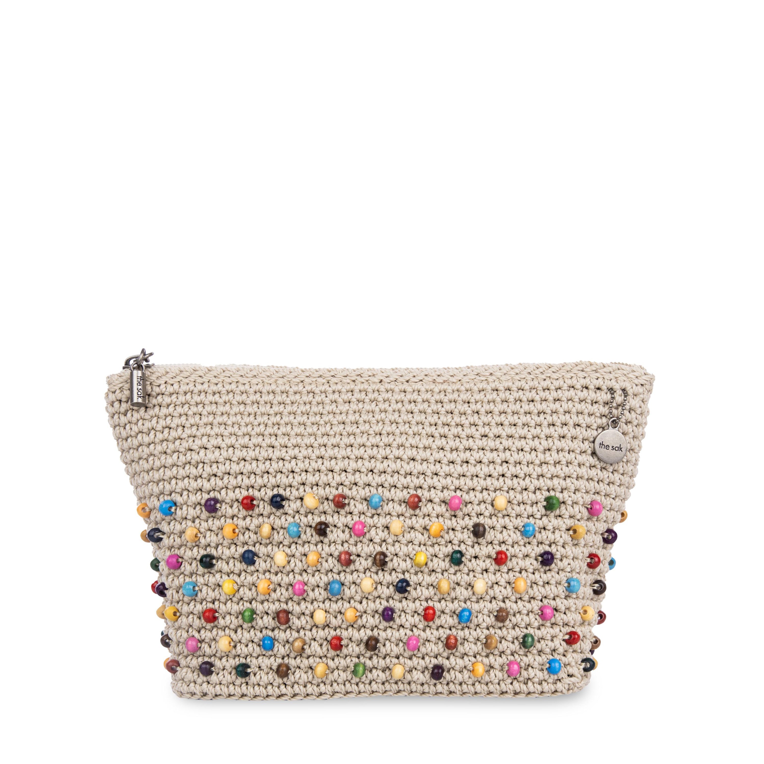 The Sak Essential Pouch - Hand Crochet - Ecru Multi Beads
