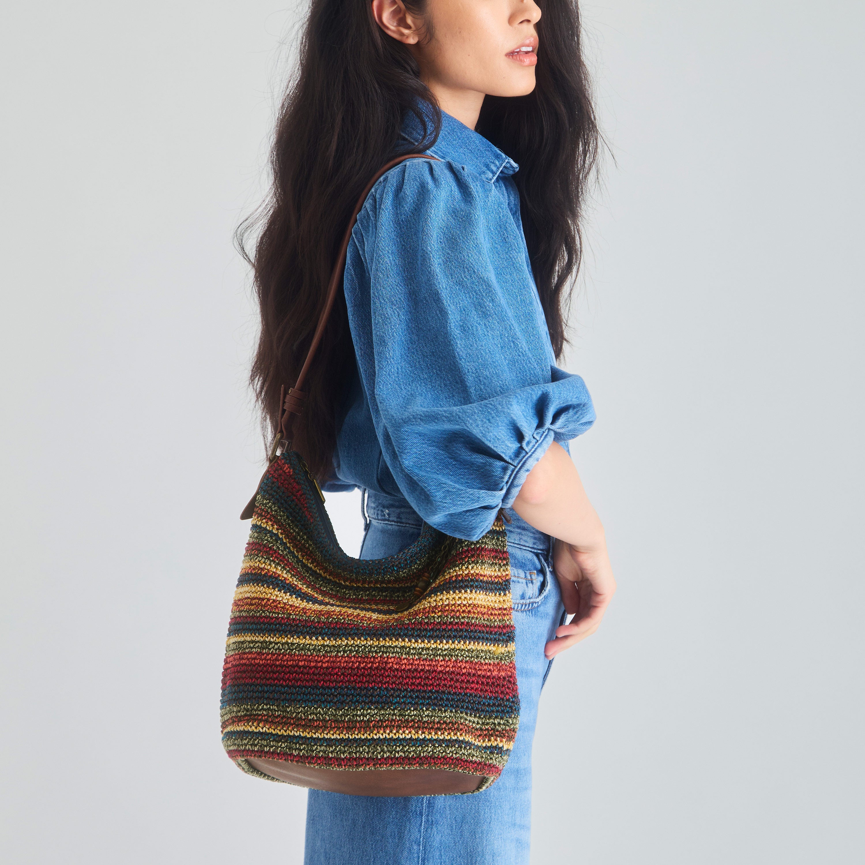 The Sak Sequoia Hobo - Hand Crochet - Woodland Stripe
