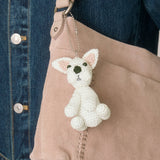 The Sak Yarnicharmz Dangle - Hand Crochet - White Frenchie