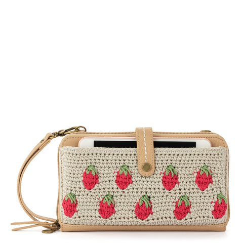 The Sak Iris Smartphone Wallet - Hand Crochet - Natural Strawberries