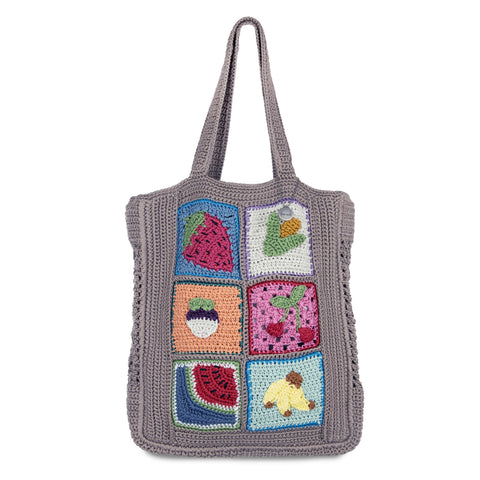 The Sak Lanie Market Tote - Hand Crochet - Fruit Vegetable Multi