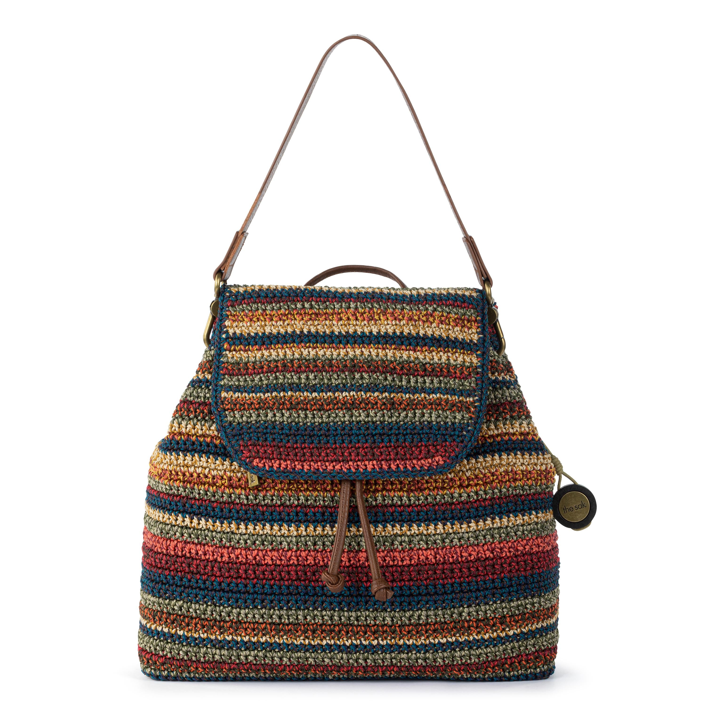The Sak Sayulita Backpack - Hand Crochet - Woodland Stripe