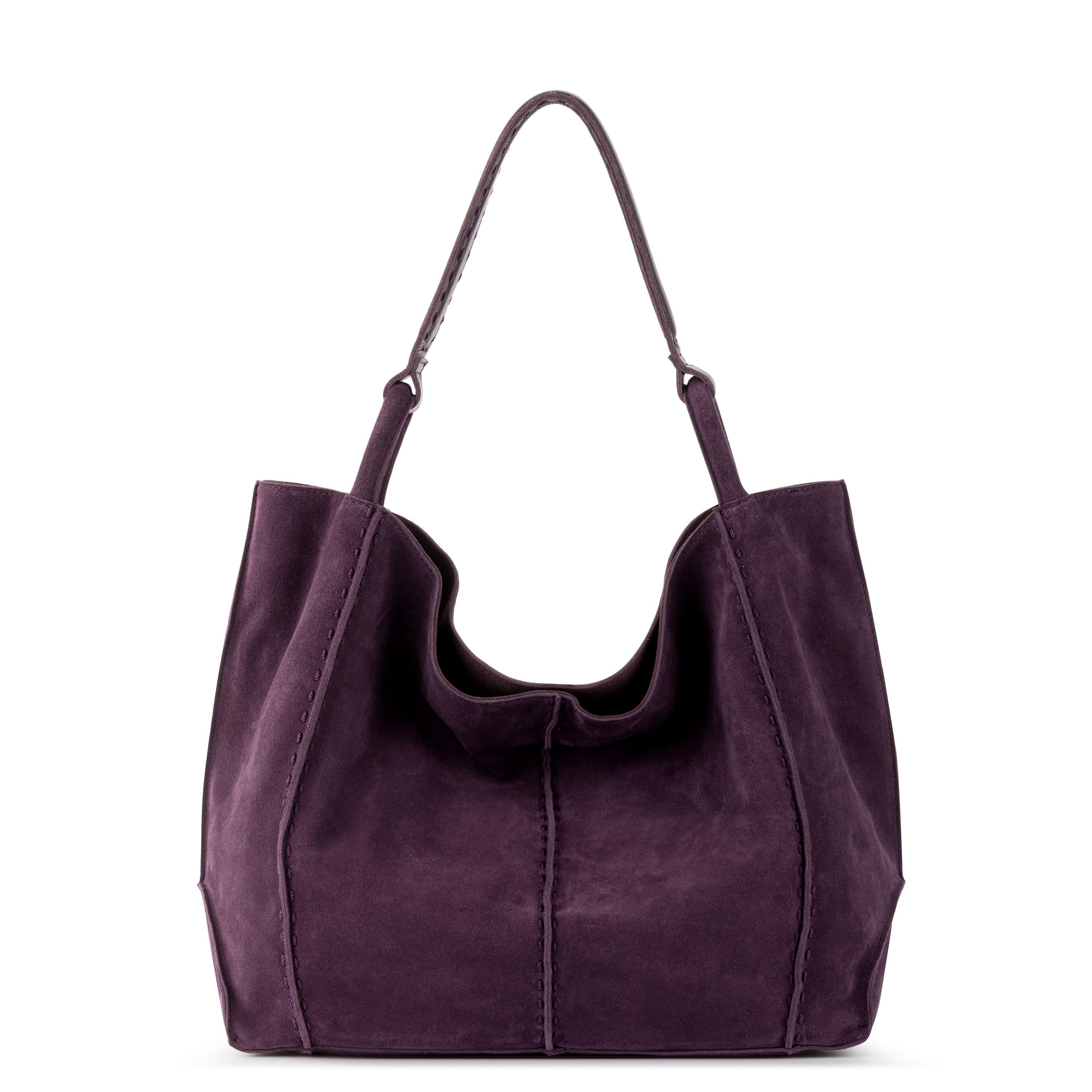 The Sak Los Feliz Large Tote Pouch 3 Piece Set - Leather - Aubergine Suede