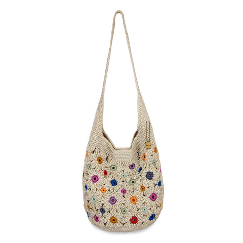 The Sak 120 Hobo - Hand Crochet - Natural Multi Flowers
