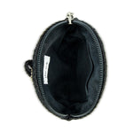 The Sak Circle Coin Pouch - Hand Crochet - Black Silver Heart