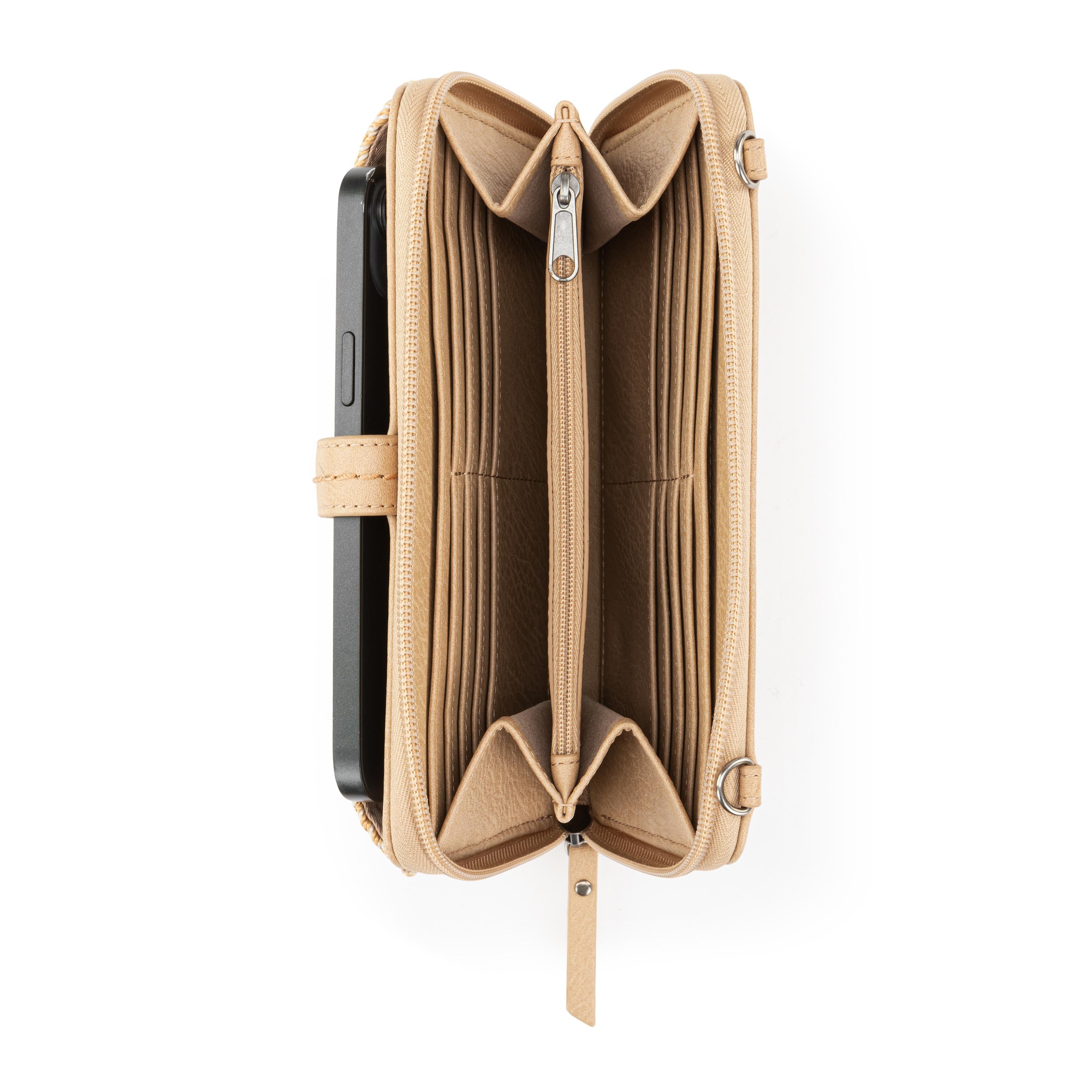 The Sak Iris Smartphone Wallet - Hand Crochet - Sand Stripe