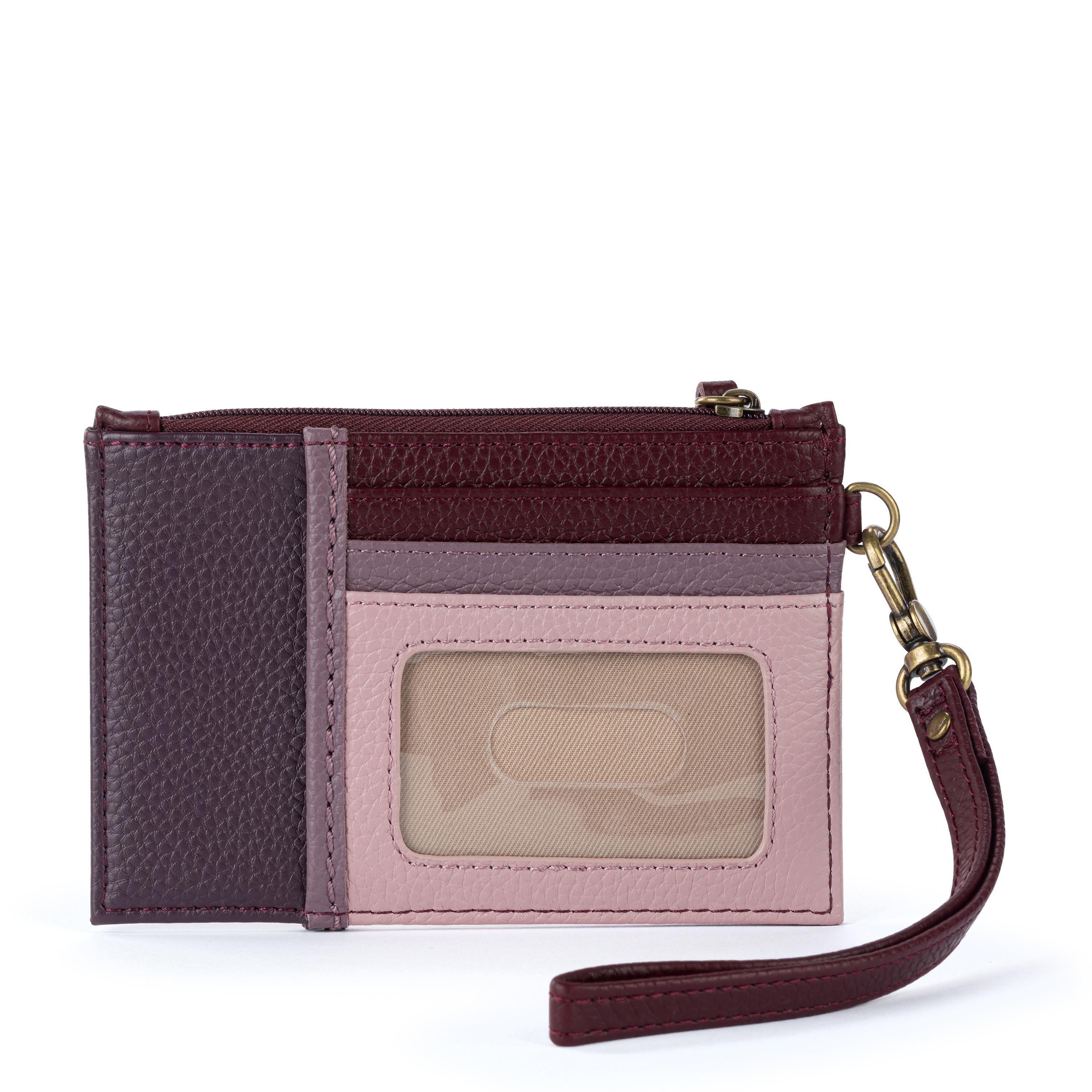 The Sak Iris Card Wristlet- Leather - Black Cherry Block