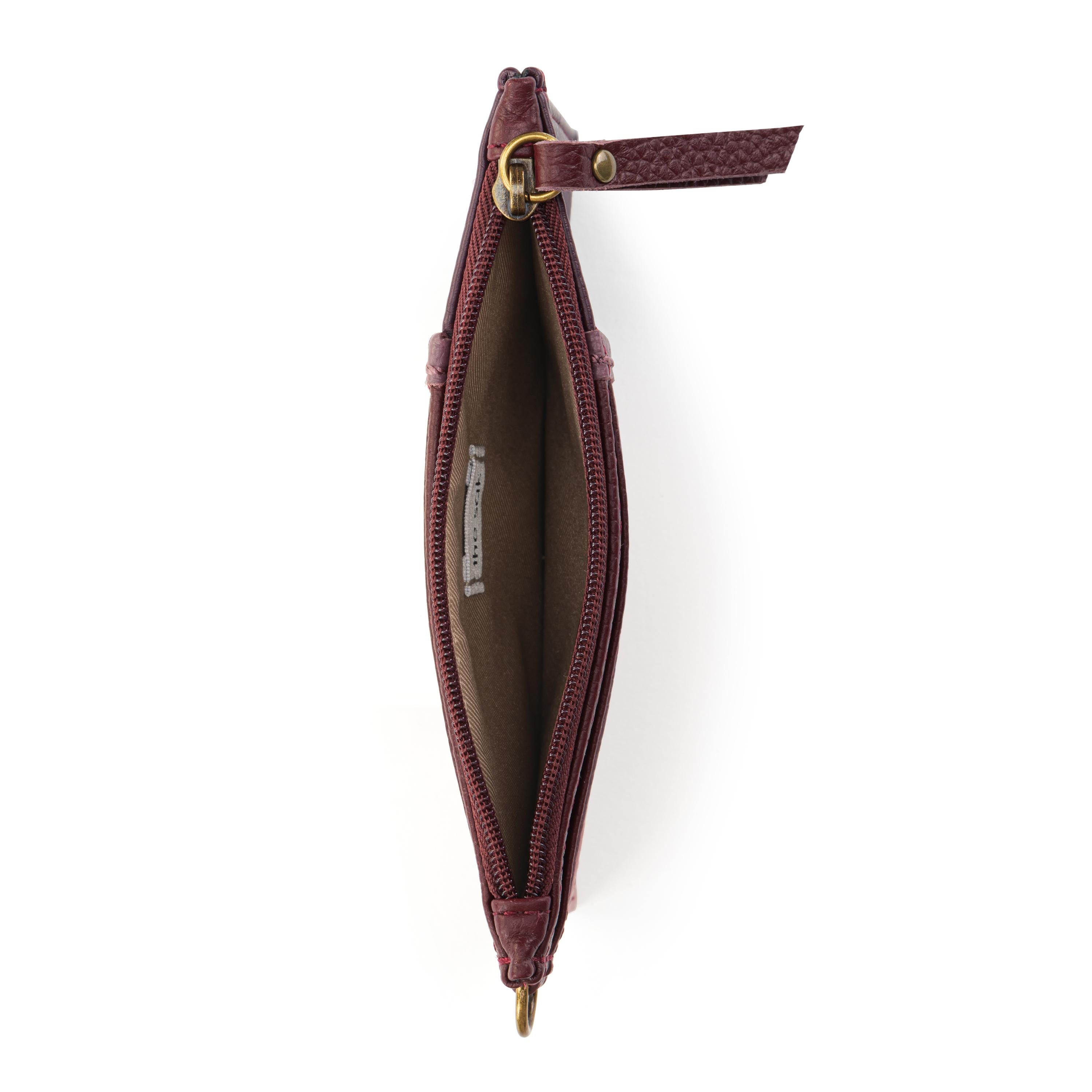The Sak Iris Card Wristlet- Leather - Black Cherry Block