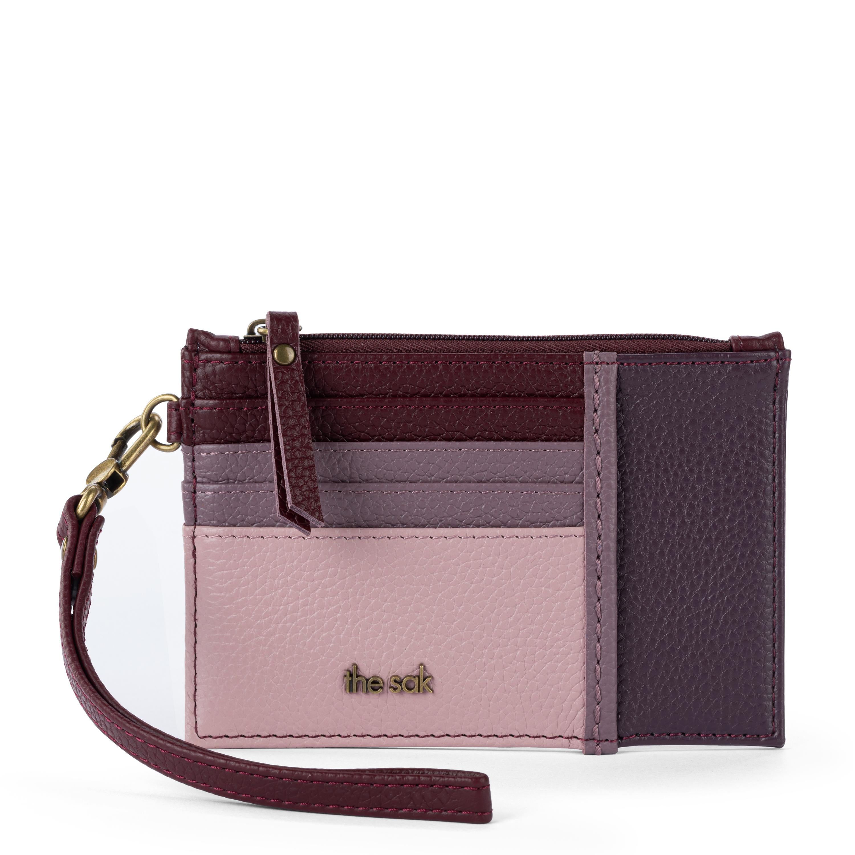 The Sak Iris Card Wristlet- Leather - Black Cherry Block