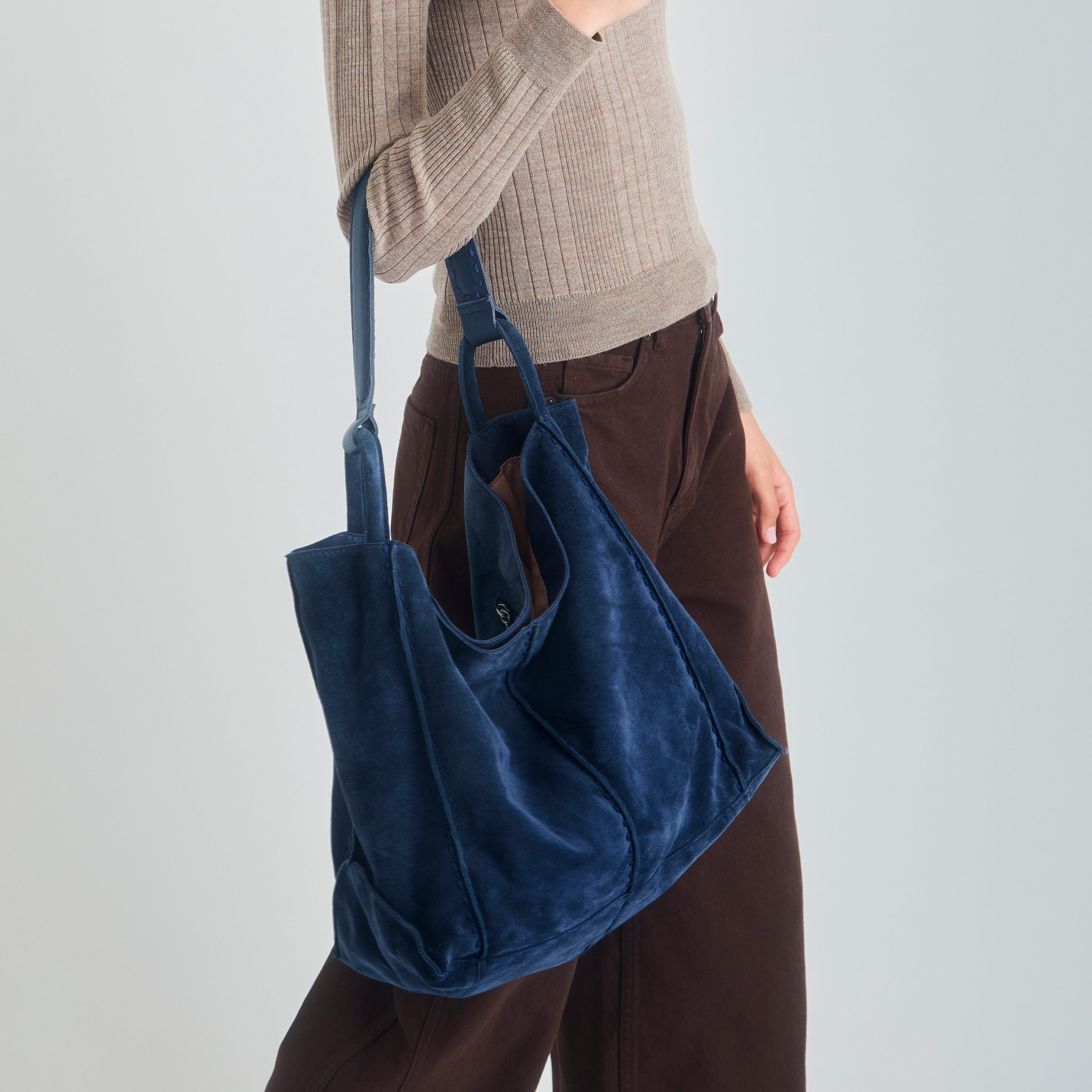 The Sak Los Feliz Large Tote - Leather - Indigo Suede