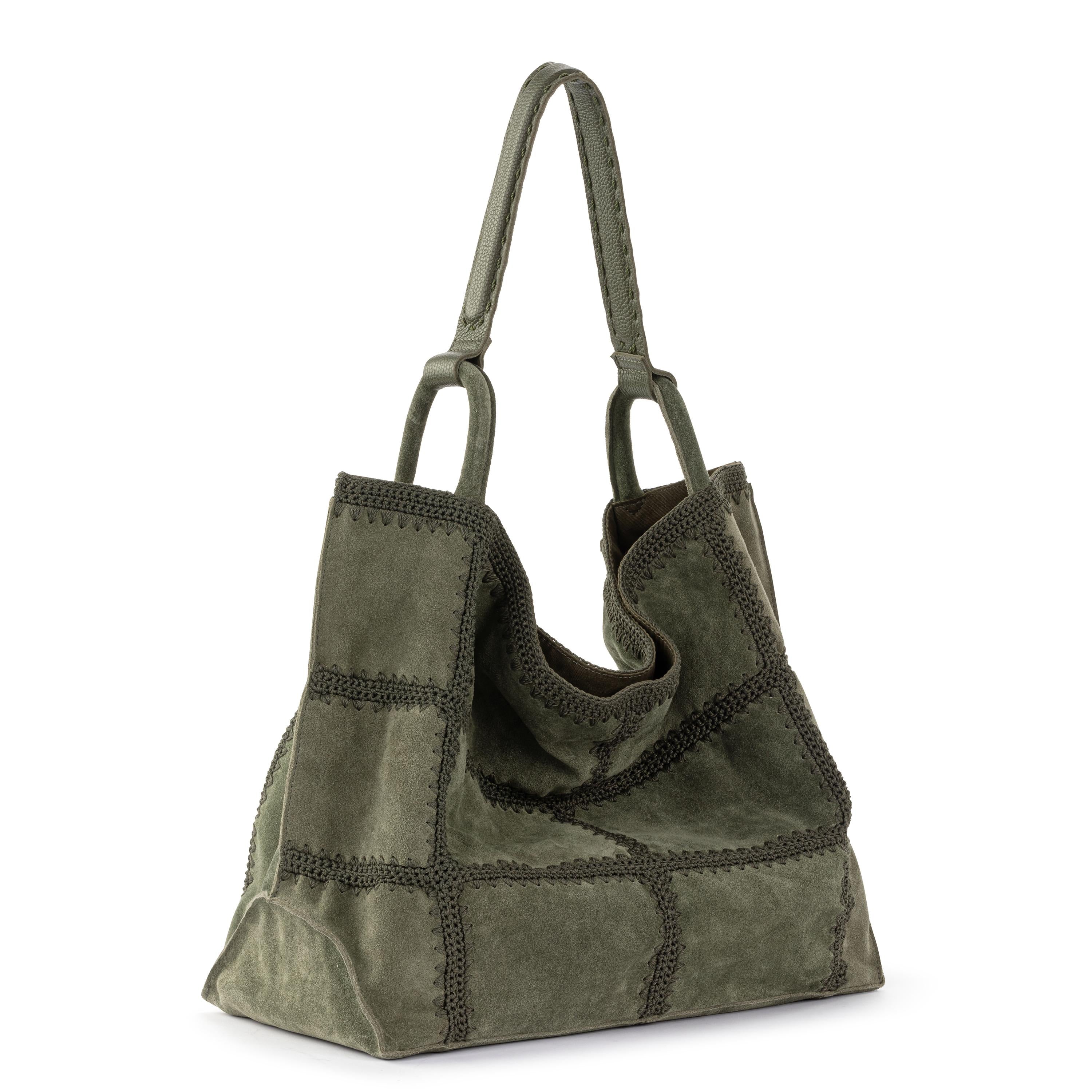 The Sak Los Feliz Large Tote - Leather - Moss Suede Patch