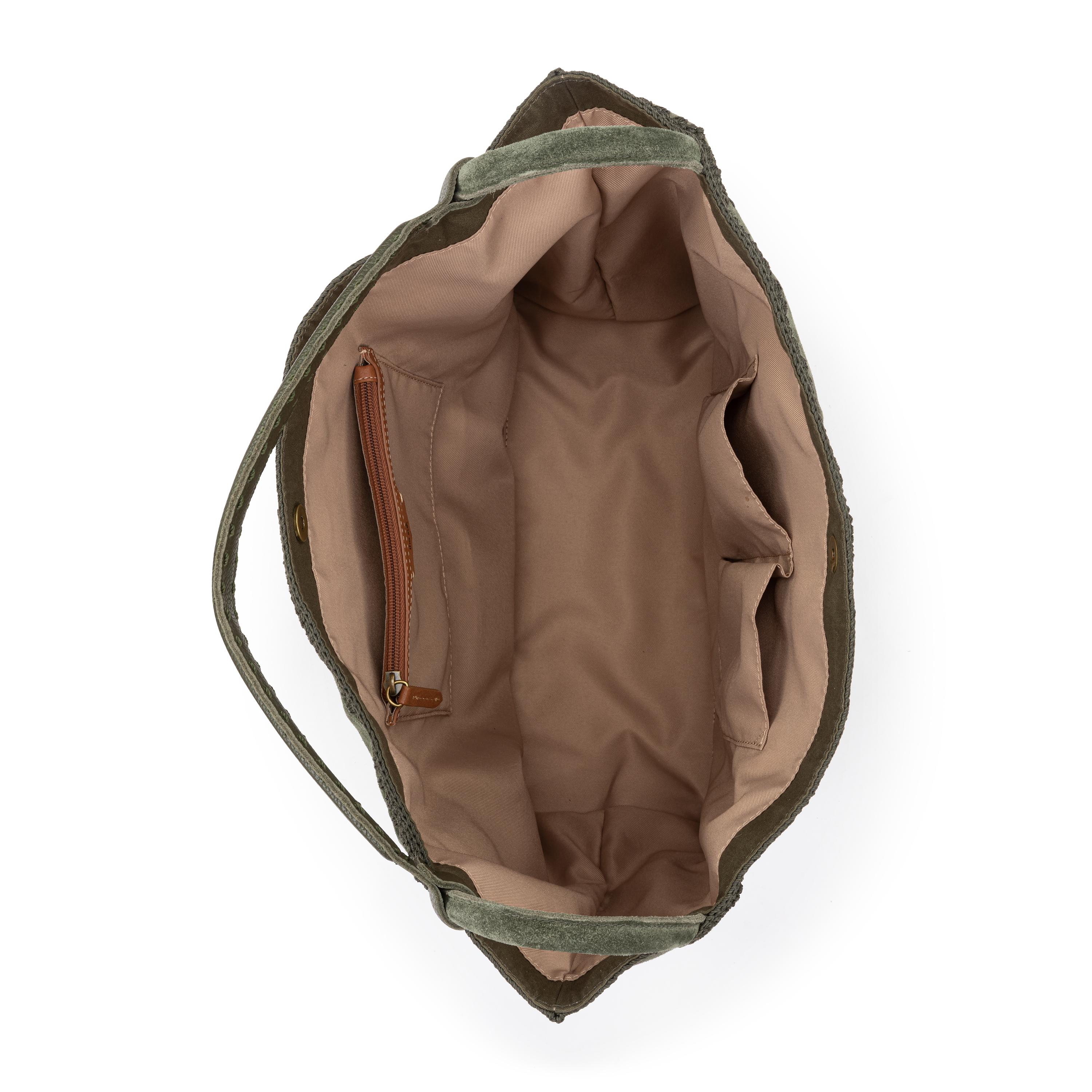 The Sak Los Feliz Large Tote - Leather - Moss Suede Patch