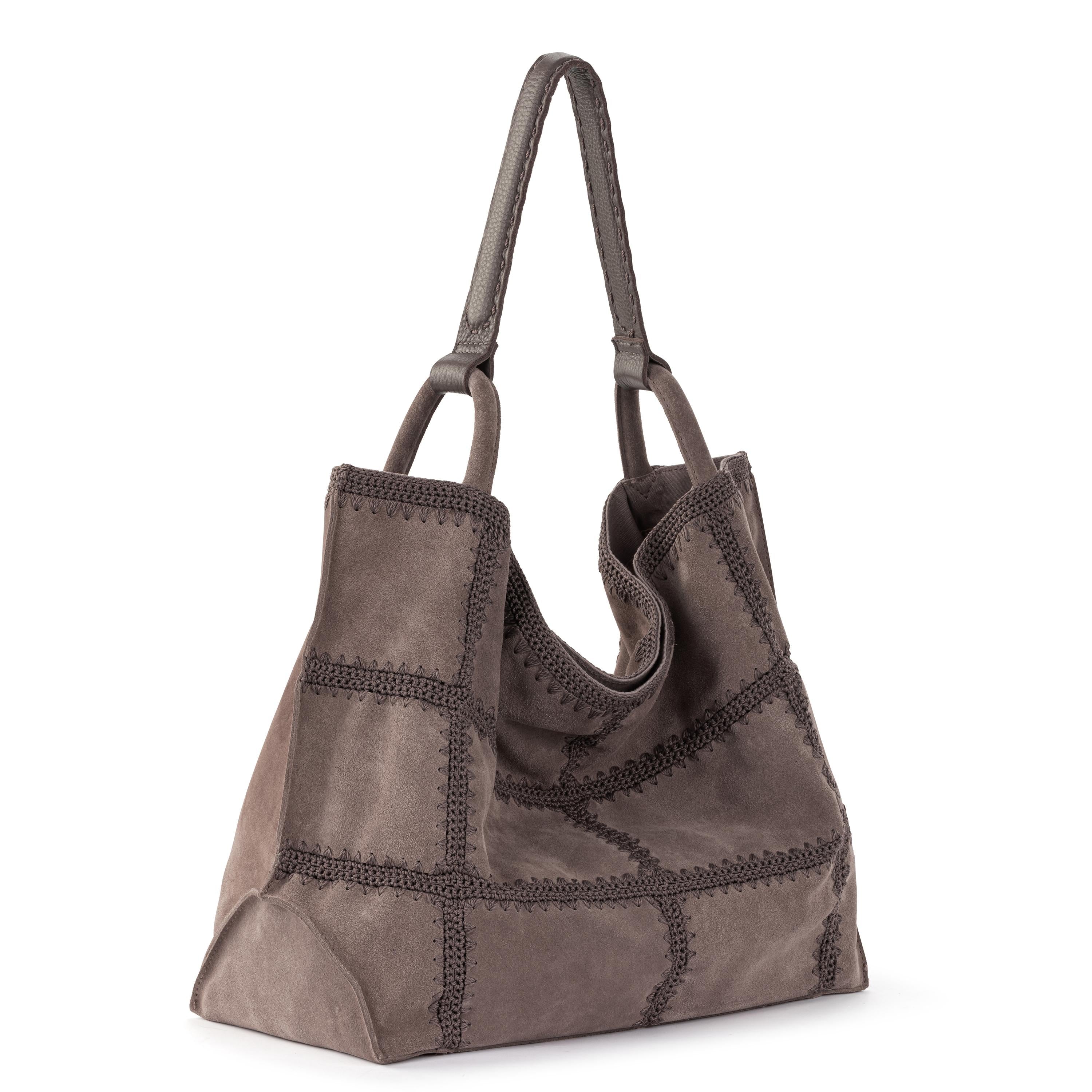 The Sak Los Feliz Large Tote - Leather - Mushroom Suede Patch