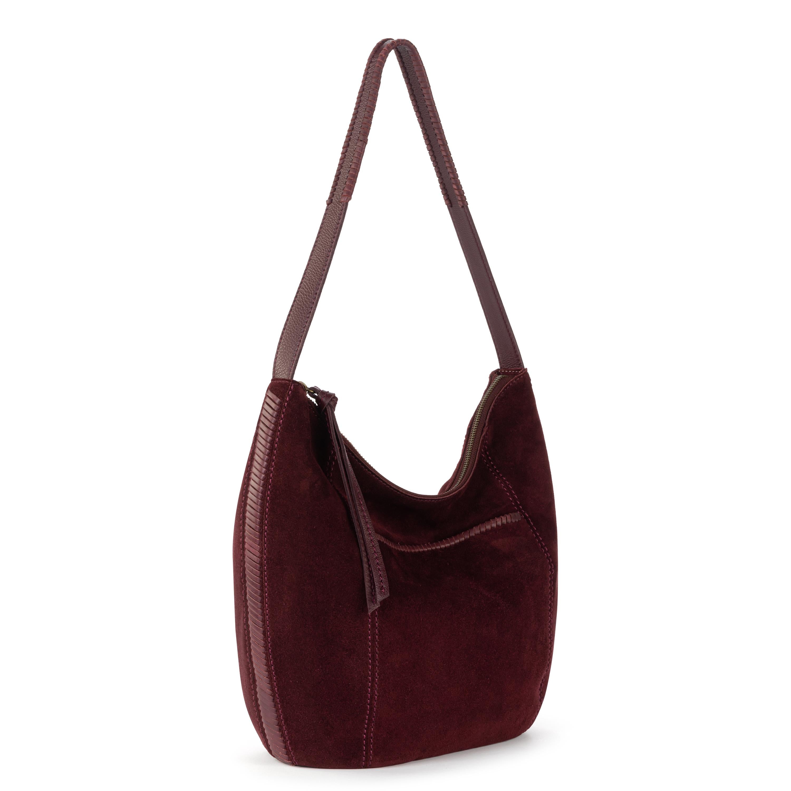 The Sak Sequoia Hobo - Leather - Black Cherry Suede Terra Stitch