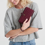 The Sak Iris Smartphone Wallet - Hand Crochet - Black Cherry Cozy Weave
