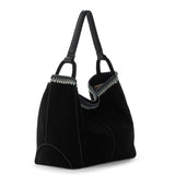 The Sak Los Feliz Large Tote - Leather - Black Suede Blanket Stitch