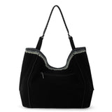 The Sak Los Feliz Large Tote - Leather - Black Suede Blanket Stitch