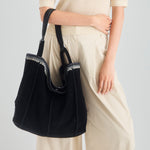 The Sak Los Feliz Large Tote - Leather - Black Suede Blanket Stitch
