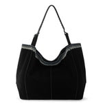 The Sak Los Feliz Large Tote - Leather - Black Suede Blanket Stitch