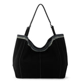 The Sak Los Feliz Large Tote - Leather - Black Suede Blanket Stitch