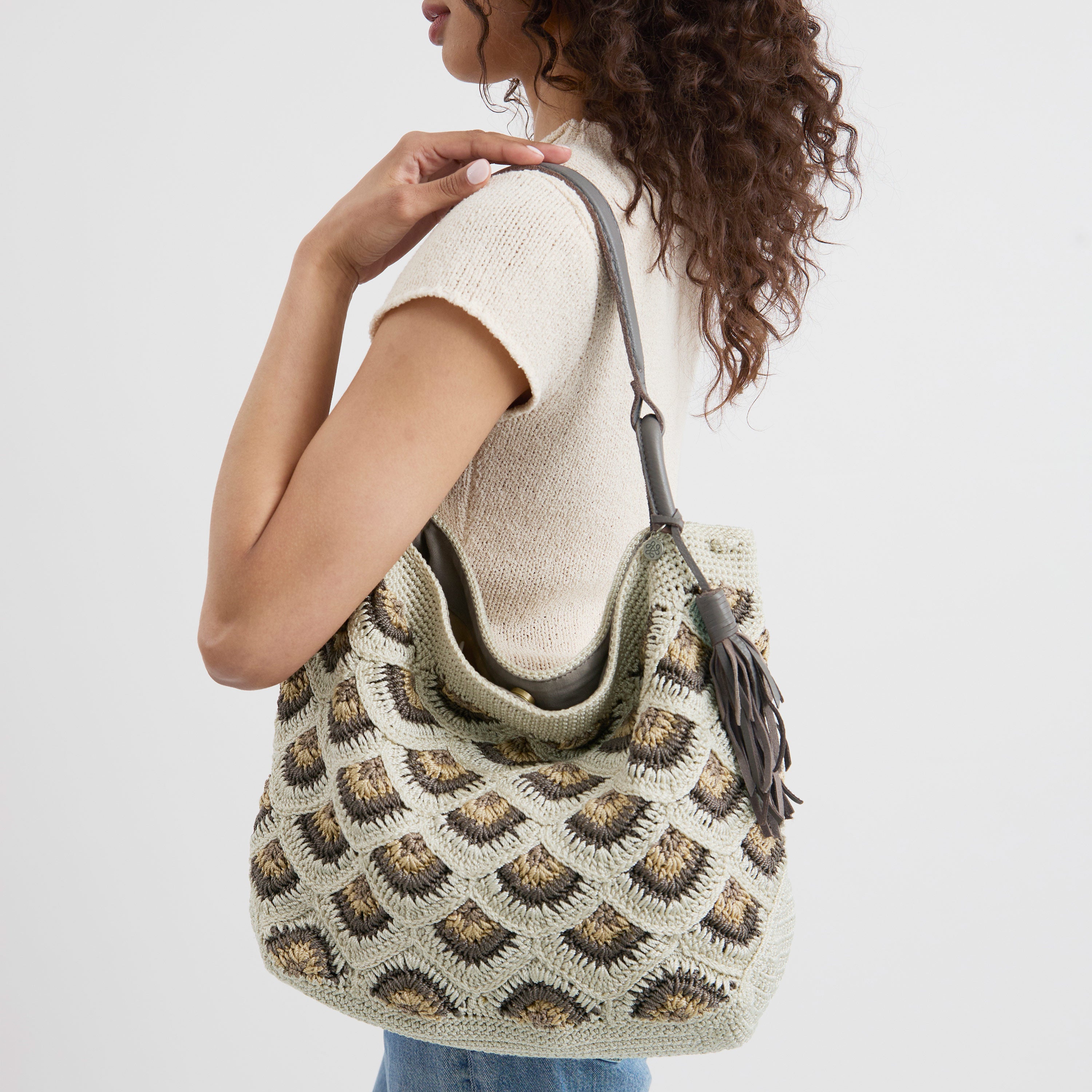 The Sak Los Feliz Large Tote - Hand Crochet - Natural Mermaid
