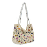 The Sak Los Feliz Med Tote - Hand Crochet - Natural Multi Flowers