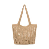 The Sak Sola Carryall Tote - Hand Crochet - Bamboo With Gold