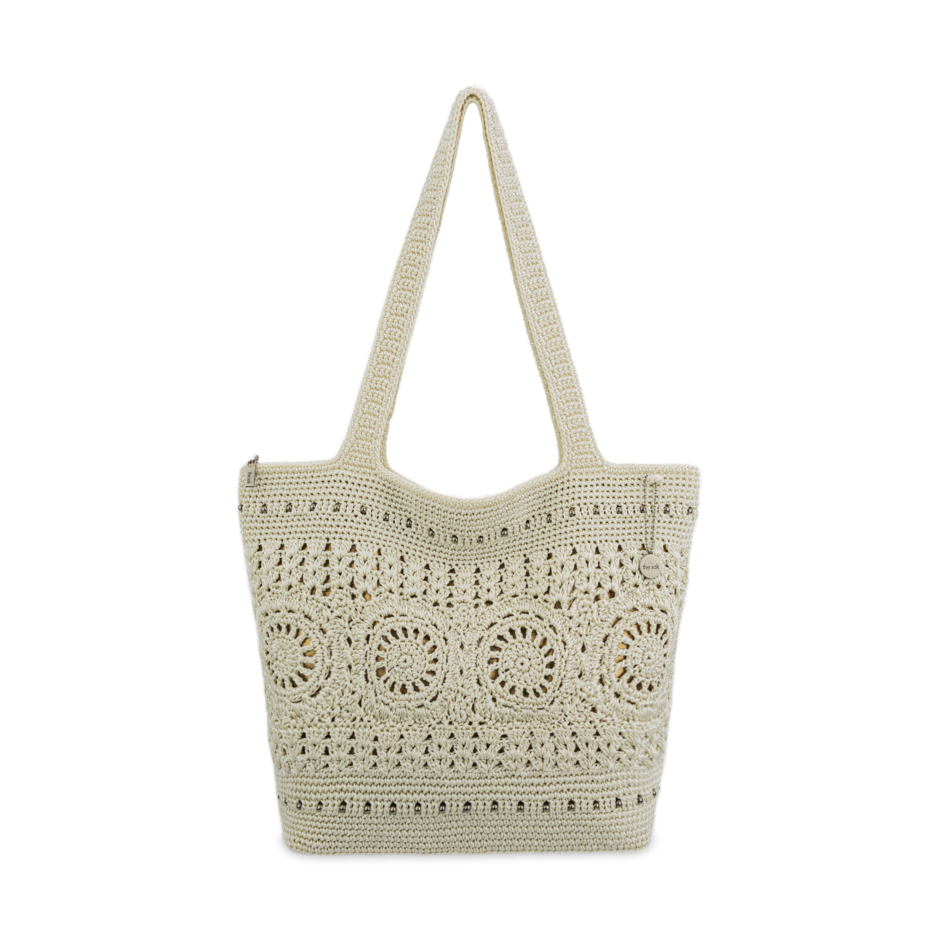 The Sak Sola Carryall Tote - Hand Crochet - Natural Medallion