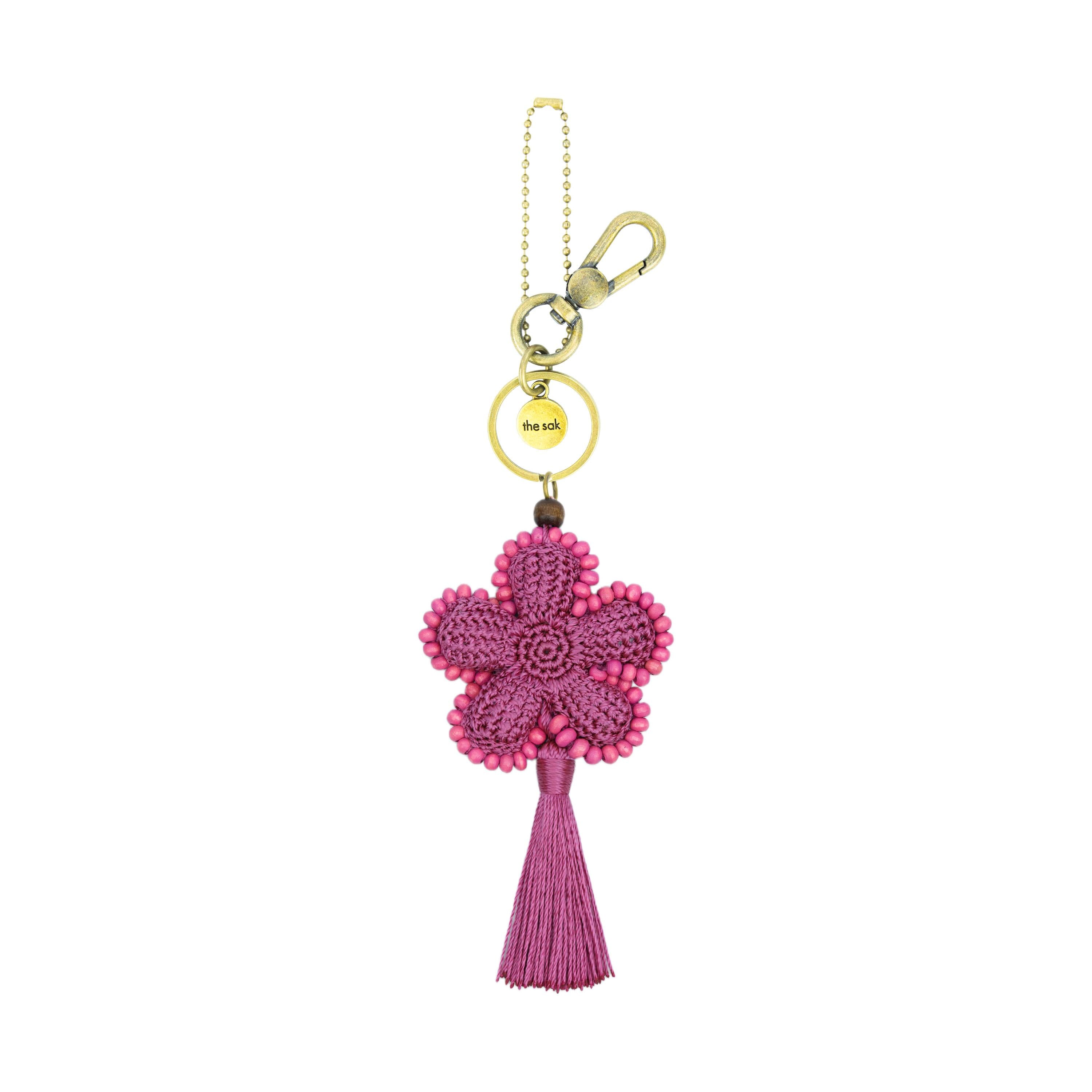 The Sak Back To Bali Flower Dangle - Hand Crochet - Fuchsia