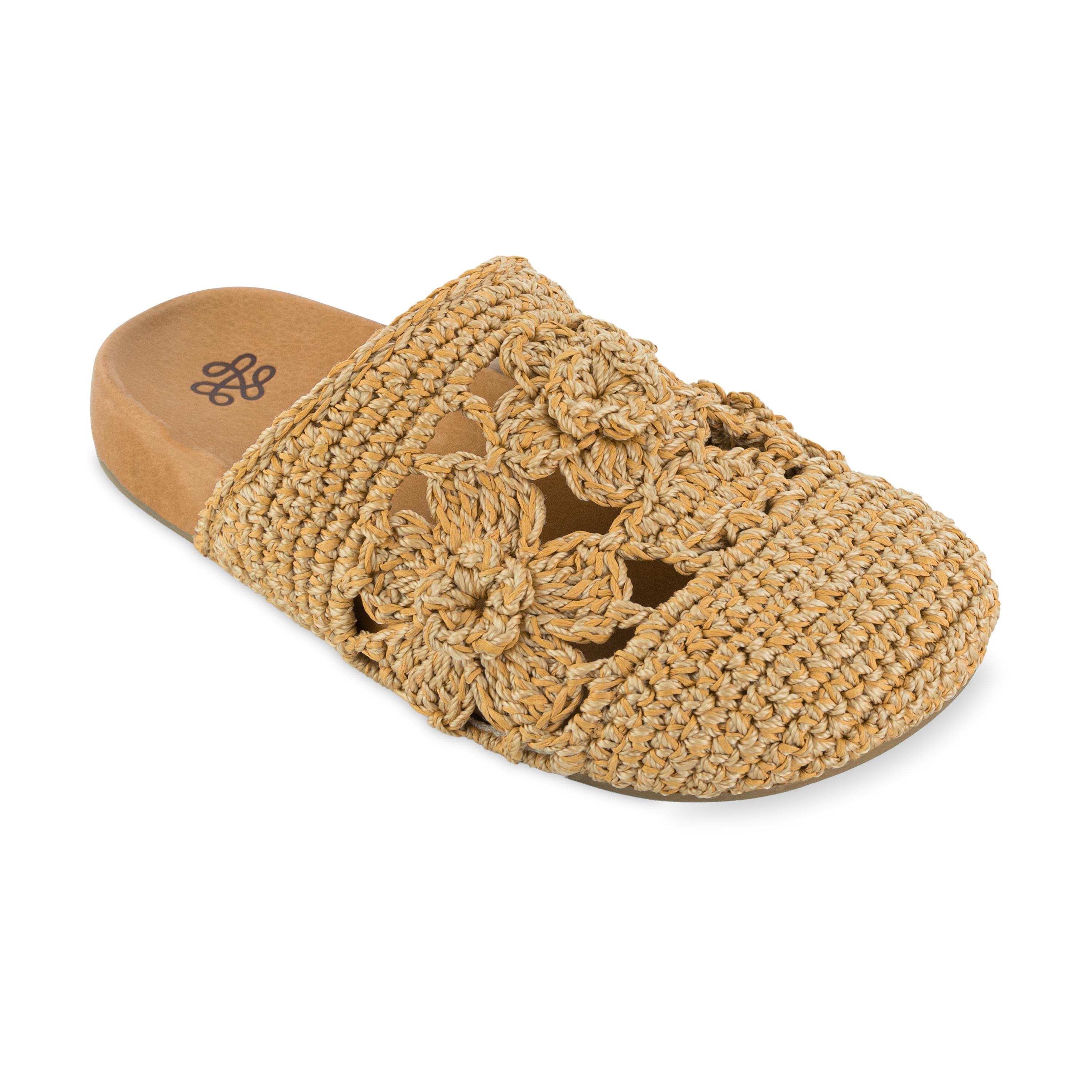 The Sak Bolinas Clog - Hand Crochet - Natural Tonal Flower