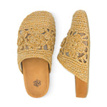 Bolinas Clog - Hand Crochet - Natural Tonal Flower