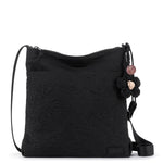 Sakroots Banyan Basic Crossbody - EcoTwill - Black Flower Blossom Quilted
