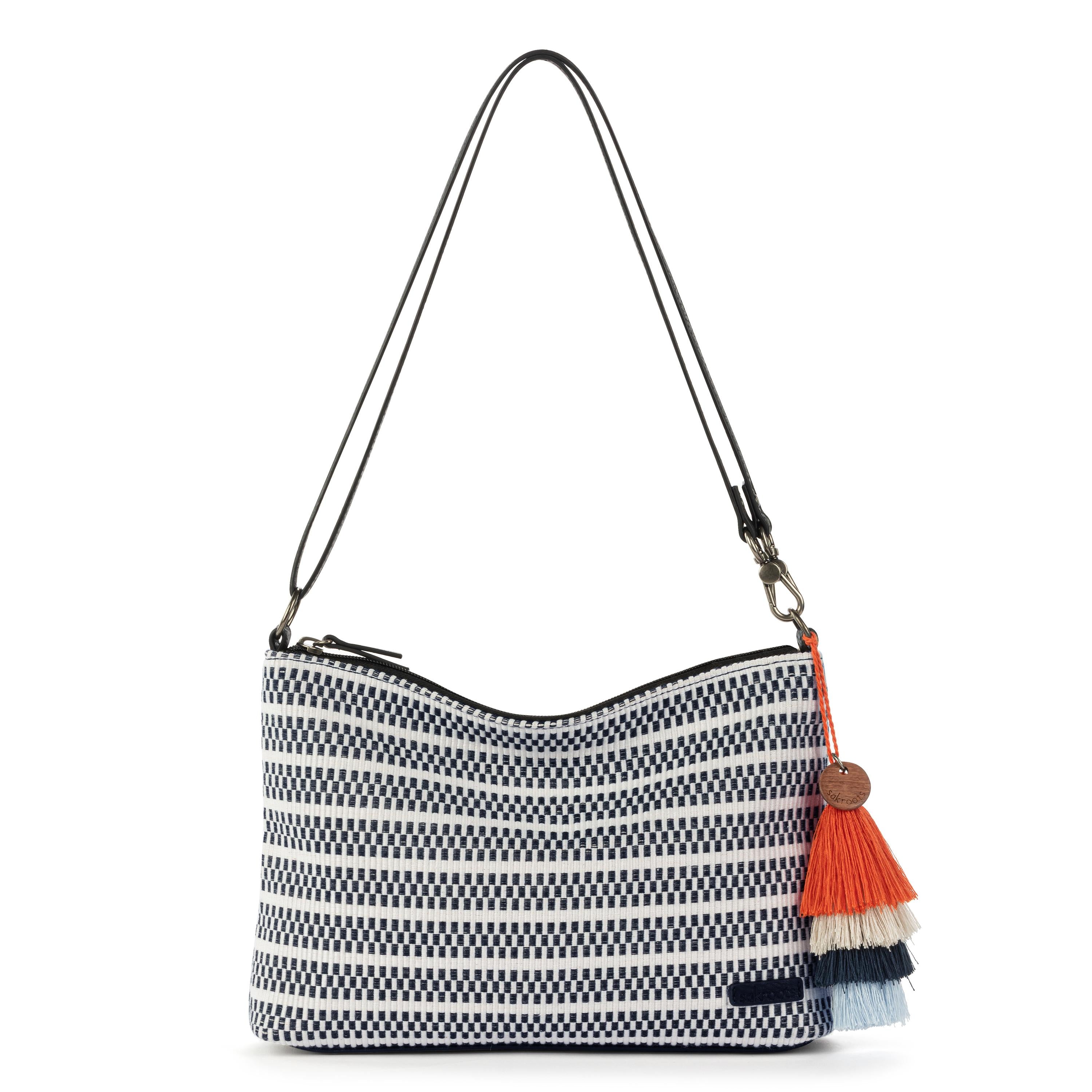 Sakroots Lumi Crossbody - Straw - Black and White Woven