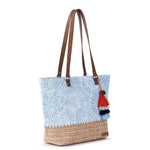 Sakroots Banyan Shoulder Tote - Canvas - Blue Aura Seashore