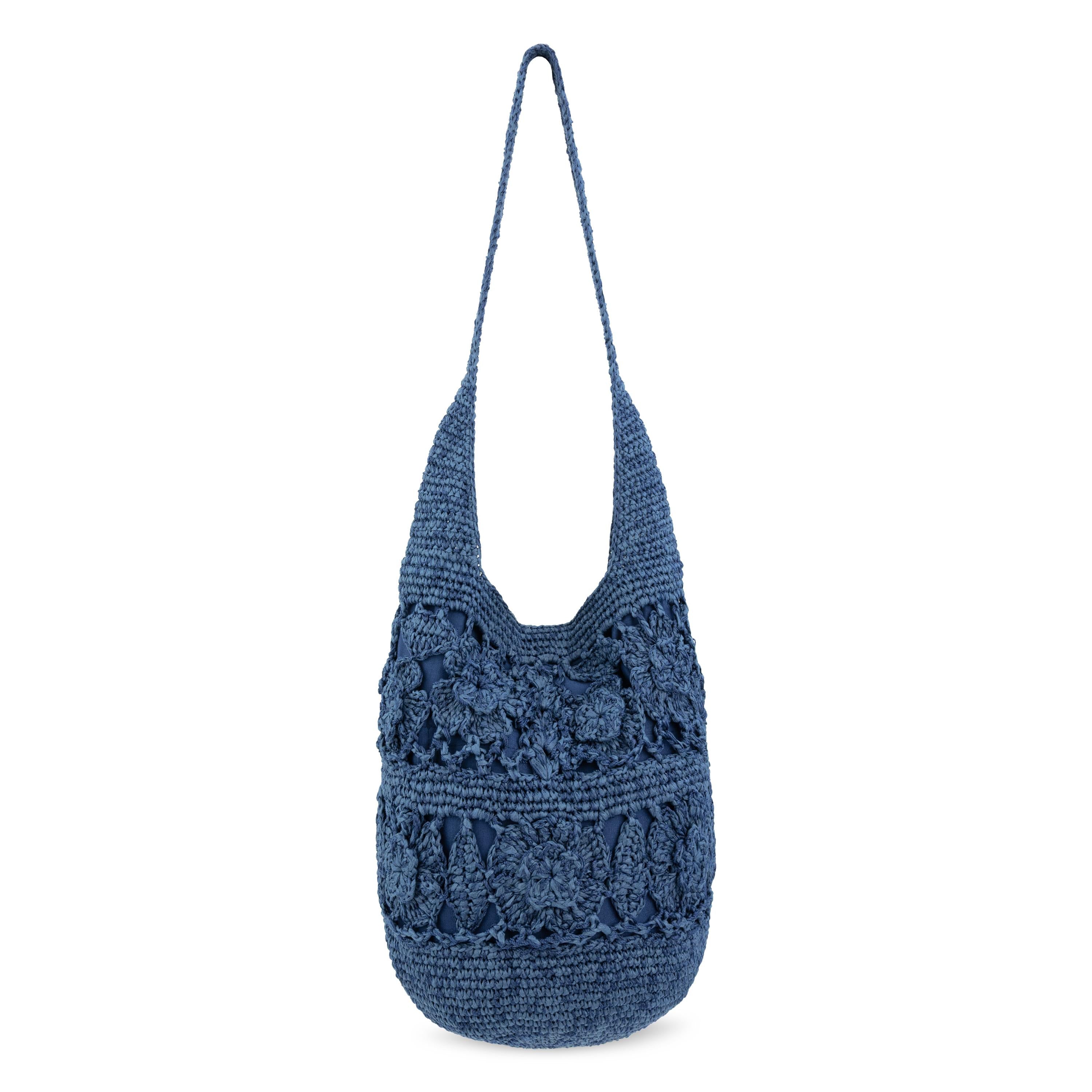 The Sak 120 Hobo - Hand Crochet - Denim Tonal Flower