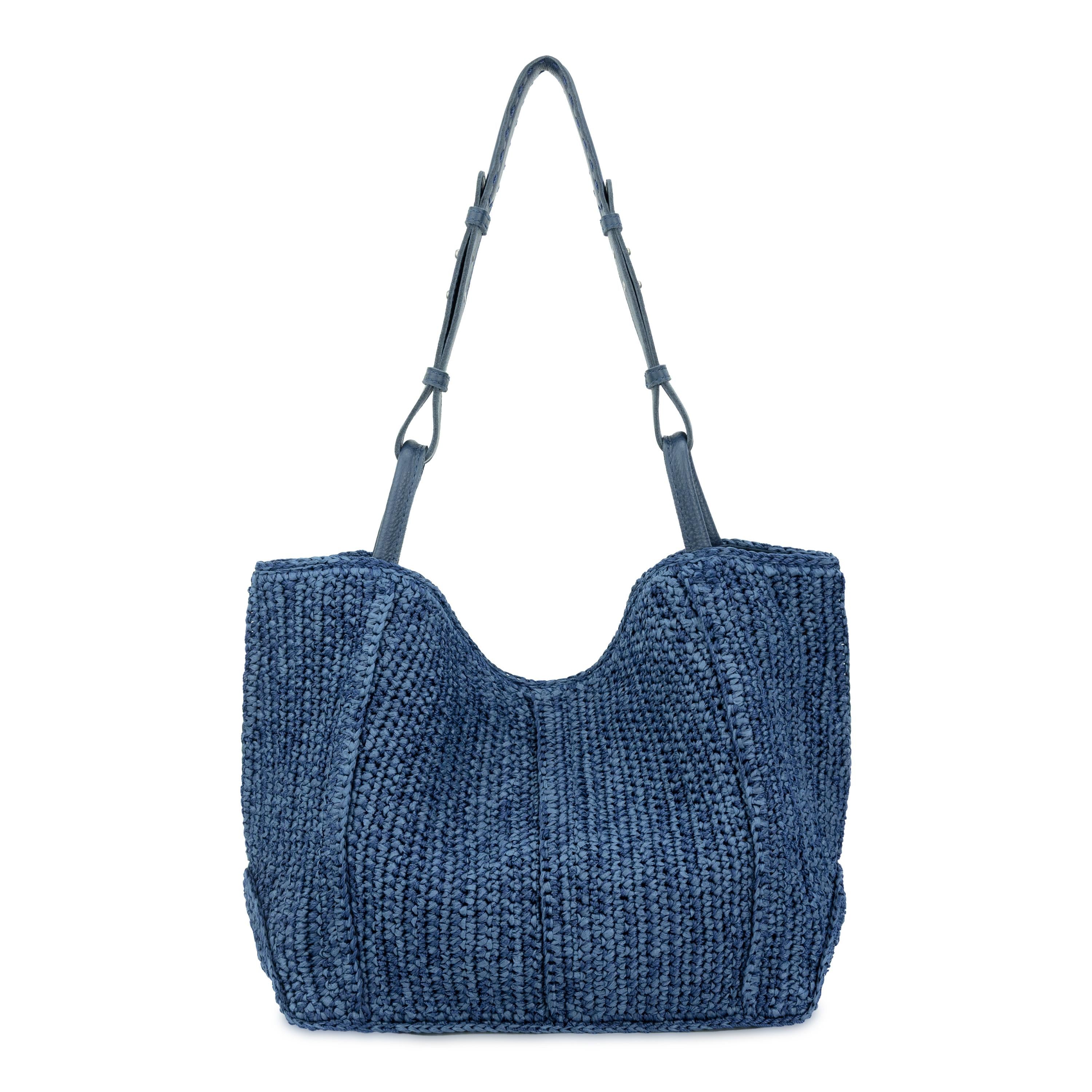 The Sak Los Feliz Medium Tote - Hand Crochet - Denim Tonal Straw